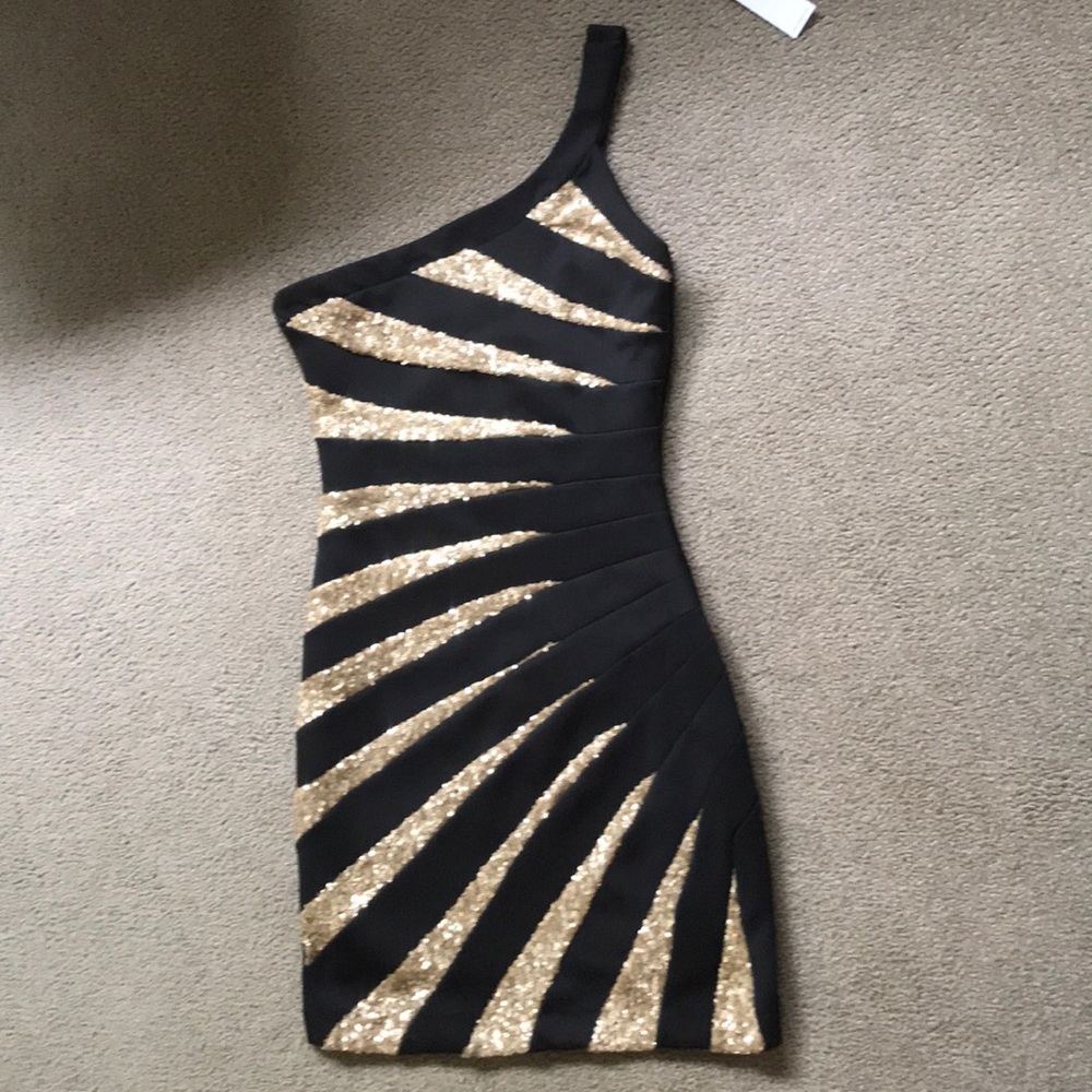 Bebe Black and gold tight dress